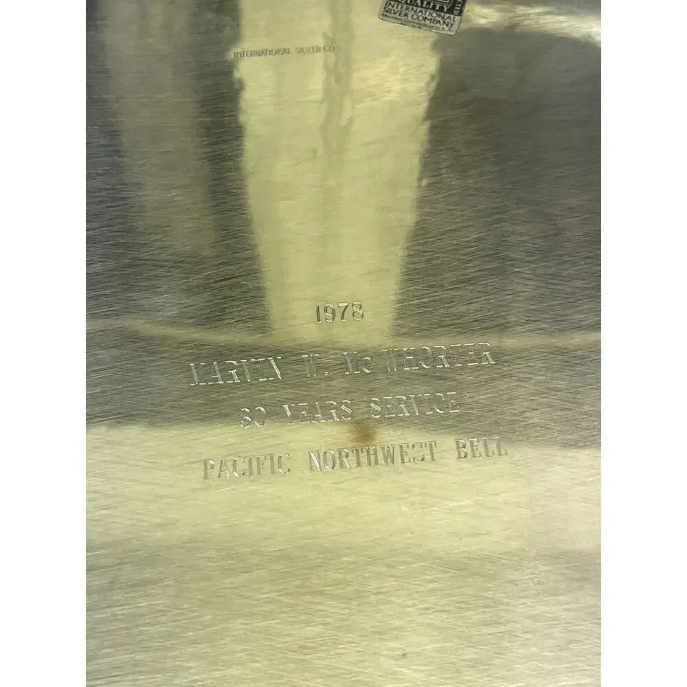 30 Year Service Silverplate Platter International Silver Pacific Northwest BELL